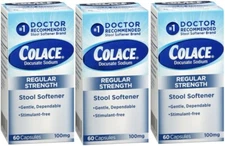 Colace Stool Softener 100mg Capsules 60ct (3 Pack)