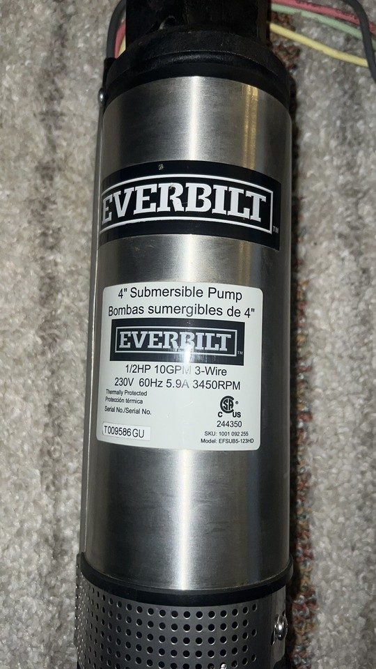 Everbilt EFSUB5123HD, 1/2HP 3Wire 10GPM Submersible Water Pump eBay