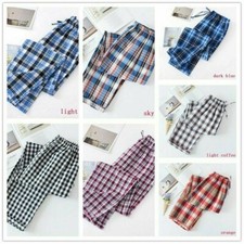 Herren Schlaf Hose Pyjama Hose Kariert Hose Baumwolle Locker Freizeit Homewear