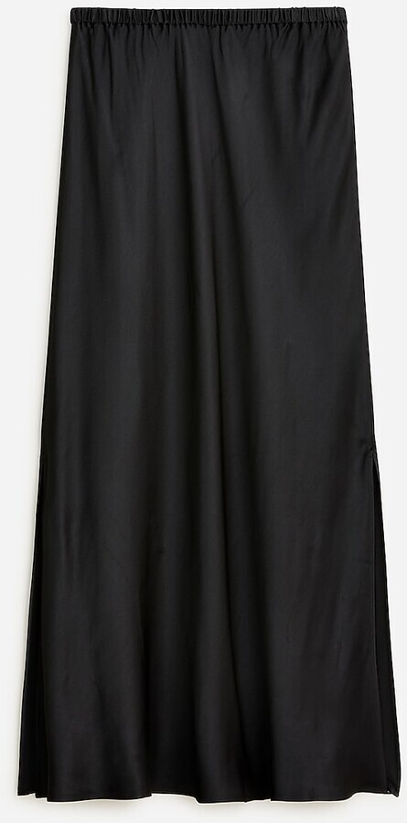 NWT J.Crew Collection Side-slit Pull-on Maxi in Black Luster Crepe Skirt S