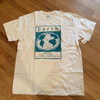90 s vintage organic cotton Graphic t shirt Earth Planet Eco Fibre XL USA NWT