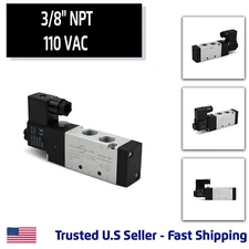 3/8'' 5 Port, 2 Position Pneumatic Solenoid Valve, 110V AC Coil, Air Return