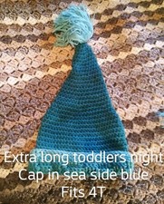 Extra long toddler cap seaside blue 4T