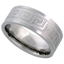 Men's Comfort Fit Stainless Steel Size 10 Wedding Band 8mm Engraved Design C25