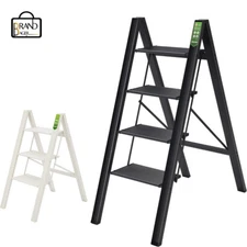 Portable Lightweight Ladder Fold Step Stool with Wide Anti-Slip Pedal
