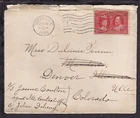 CANADA 1908 COVER 2c QUEBEC TERCENTENARY to MANTENO redirected DENVER COLORADO