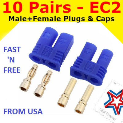 10 Pairs AMASS EC2 Connector Plug for RC Car Plane Helicopter Battery Lipo ESC