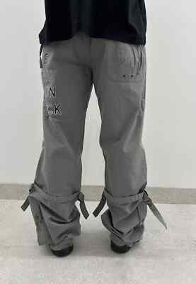 VINTAGE 2000s Y2k BAGGY PANTS MENS UNISEX MULTIPOCKET STRAPED RAP