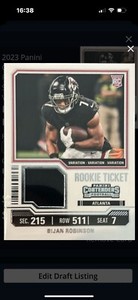 2023 Panini Contenders TS4 Bijan Robinson Rookie Ticket Patch
