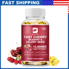 Organic Tart Cherry Extract 1200mg Uric Acid Cleanse Antioxidant Sleep Supoort