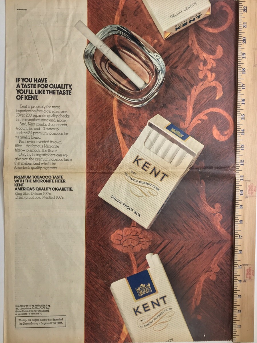 how much was a pack of cigarettes in 1974 1974 KENT CIGARETTE Full Page Newsprint PRINT AD