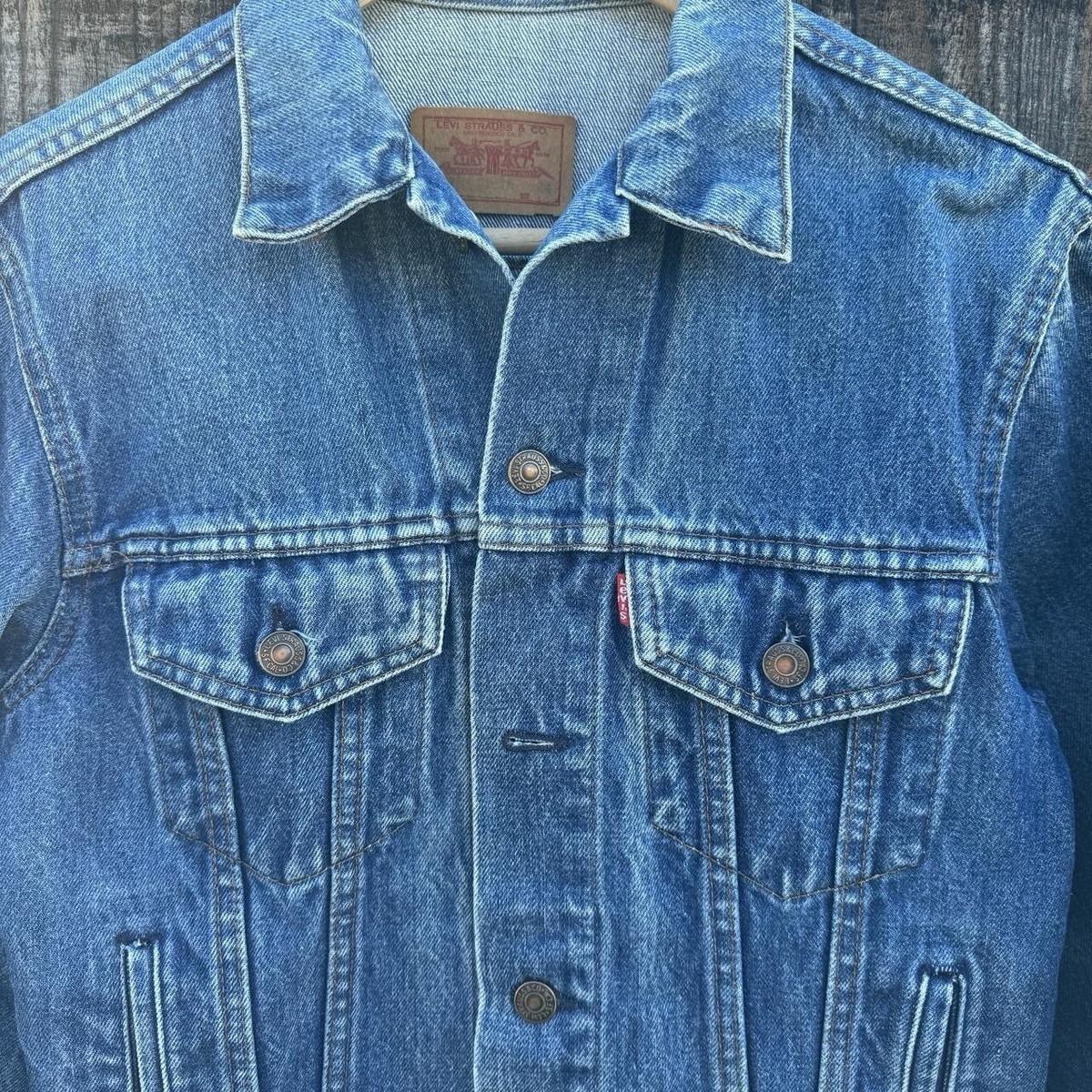 1990s Euro ／ Levi's Denim Jacket Vintage Vintage 80s 90s LEVIS DENIM TRUCKER JACKET 42 USA Gray Black