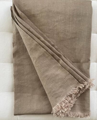 Restoration Hardware NEPALESE YAK WOOL & LINEN Throw Latte 50" x 70" - Picture 3 of 6