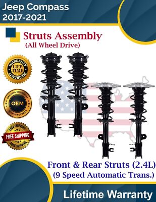 New OE Front & Rear Struts For 2017-2021 Jeep Compass 2.4L 4X4 Lifetime Warranty