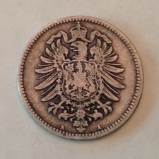 ~1875 A Germany Wilhelm I Silver One 1 Mark - Free Us Shipping