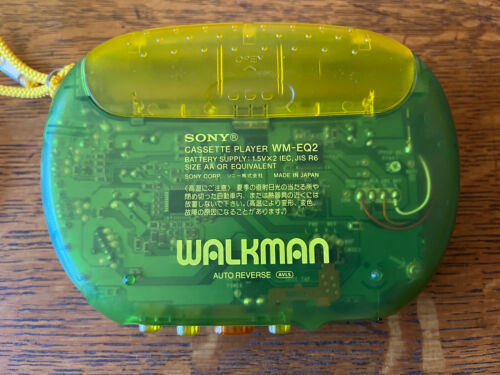 SONY BEANS Walkman WM-EQ2 RARE Green and Yellow with Headphones 