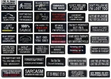 BIKER MOTORCYCLE - FUNNY MEMES - Iron On/Sew-On Embroidered Patches - YOU PICK