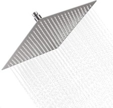 Rainfall Shower Head Brushed Nickel 16 Inch Square Stainless Steel High Pressure