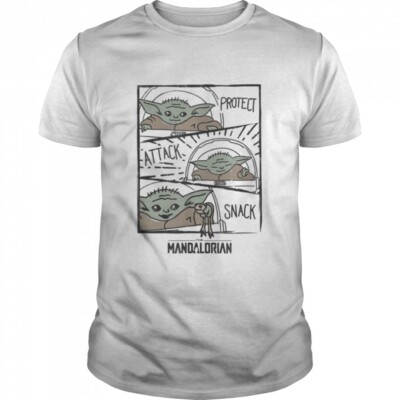 Star Wars Mandalorian The Child  Graphic T-Shirt Men's 3XL Protect Attack Snack