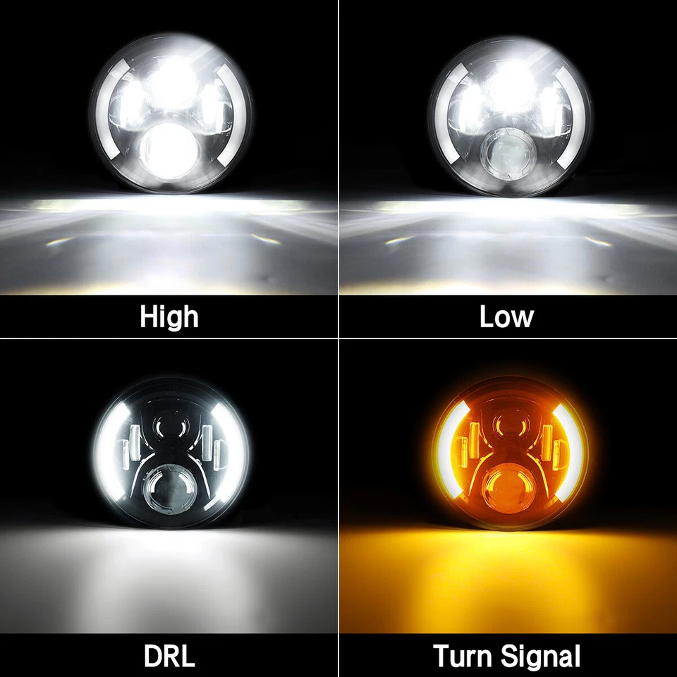 Faro LED de 7 pulgadas de haz alto/bajo DRL faro de señal de giro para motocicleta bicicleta Foto 2 de 4