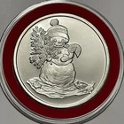 Snowman Christmas Collector Rare Proof Coin 1 Troy Oz .999 Fine Silver Round 999