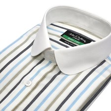 Camicia Peaky Blinders Penny Collar Uomo Bianco Multi Righe Abito Formale Cotone