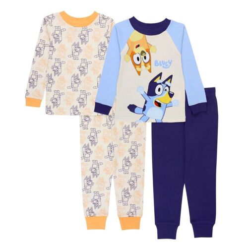 Set 4 pz pigiami blu bambino bambina pantaloni camicia 2T 3T 4T 5T cotone Disney  - Foto 1 di 2