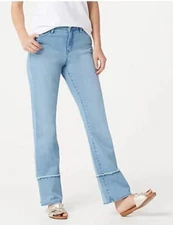 Martha Stewart Light Indigo Regular Boot-Cut Denim with Frayed Cuff New