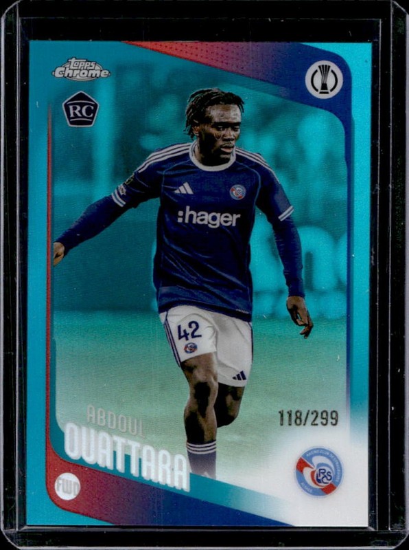 2025-26 Topps Chrome UEFA Abdoul Ouattara RC Teal Refractor Rookie #/299 Alsace