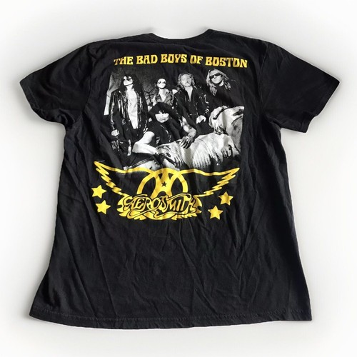 Retro Aerosmith The Bad Boys Of Boston Camicia Nera Fascia Grafica Donna Taglia M - Foto 1 di 5