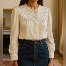 Vintage Christian Dior Quilted Intimates Top Shirt Jacket Size Small