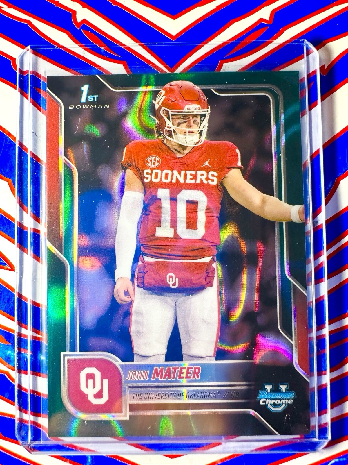 2025 Bowman U Chrome John Mateer 1st Bowman Teal Lava #1 Oklahoma Sooners