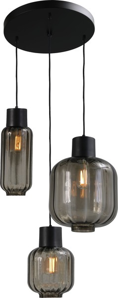 HäNgelampe Schwarz Glas Metall 3-Flammig Verstellbar E27 Pendelleuchte Esstisch-image