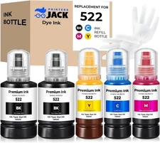 Printers Jack 522 Ink Refill Ink Bottle Kit Compatiable with T522 and Superta...