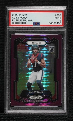 2023 Panini Prizm Rookies Purple Pulsar CJ Stroud #339 PSA 9 MINT Rookie RC