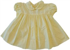 VTG C.I. Castro Yellow Dotted Swiss SS Dress Girl 12 mo Circle Poly/Cotton USA