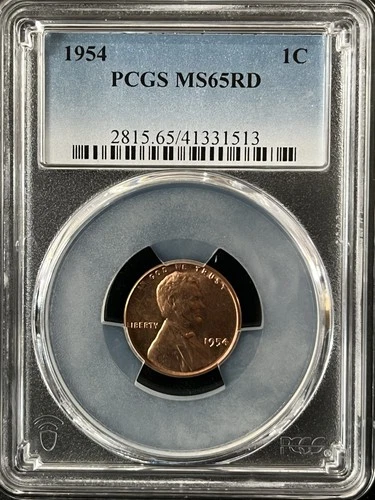 1954  1C RD Lincoln Wheat One Cent  PCGS MS65RD  41331513