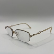 Tura Eyeglasses Frames R599 SIL Silver/Gold Titanium Horn Crystals 53-17-140