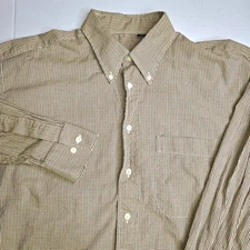 BURBERRY Men's Large Long Sleeve Beige W/ Red Green Yellow Check Shirt -1299