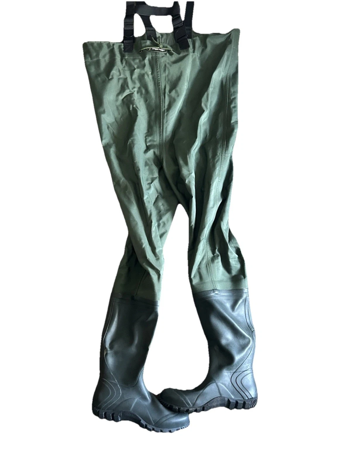 Frogg Toggs Chest Waders Men's size 13 Poly Rubber Boots Green Fishing