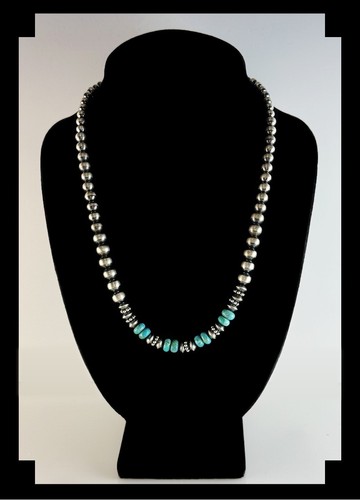 White Fox Creation: Sterling and Turquoise Navajo Made Pendant With Layered Neck - Picture 19 of 22