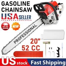 Gasoline Powered Chainsaw Wood Cutting Engine Gas Crankcase Chain Saw 52CC 20"