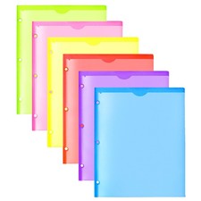 Heavy Duty Plastic Folders with Clear Front Pockets - 6 Pack Extra Thick Fold...