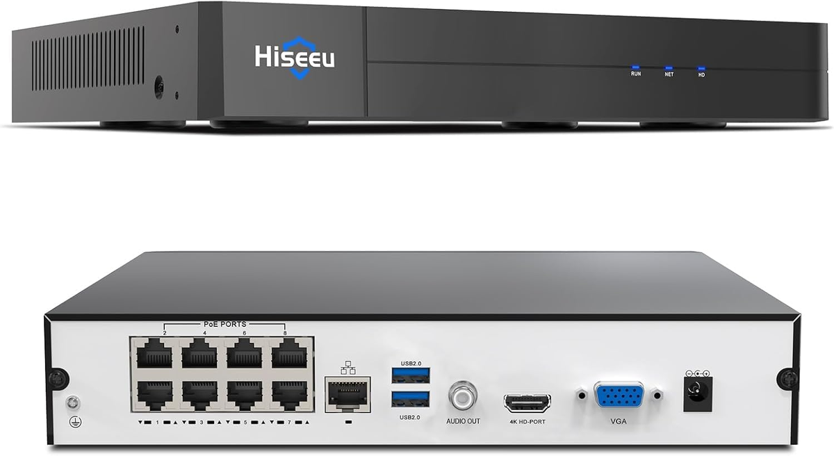16 channel Extendable】Hiseeu 8 Port 4K PoE Network Video Recorder