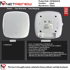 Cisco Catalyst C9130AXI-B Wi-Fi 6  Wireless Access Point **ITEM ONLY
