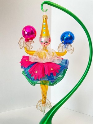 Christopher Radko Italian Glass Christmas Ornament CLOWN AROUND 96-047-0