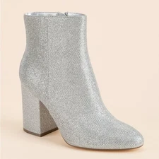 Madden Girl Glitter Fab Silver Shimmer Sparkly Boots 9M