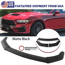 For Ford Mustang S650 GT 2024 2025 Matte Black Front Bumper Splitter Spoiler Lip