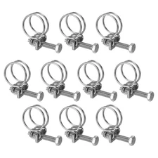 10Pcs Double Wire Hose Clamp 21-25mm Adjustable Hose Clip with M6 Bolt