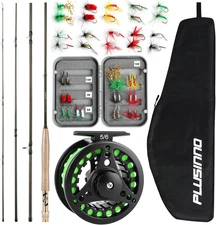 PLUSINNO Fly Fishing Rod and Reel Comb  4 Piece Lightweight Ultra-Portable KIt